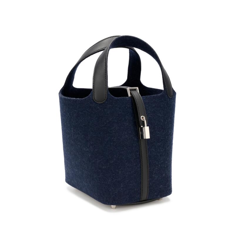 Hermès Bleu Nuit Feutre Wool and Black Swift Picotin Lock 18 PM Palladium Hardware - Image 2